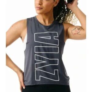 ZYIA active gray logo muscle tank size M